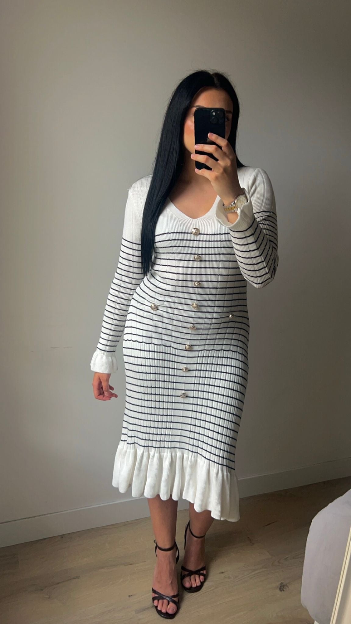 Robe en maille rayée