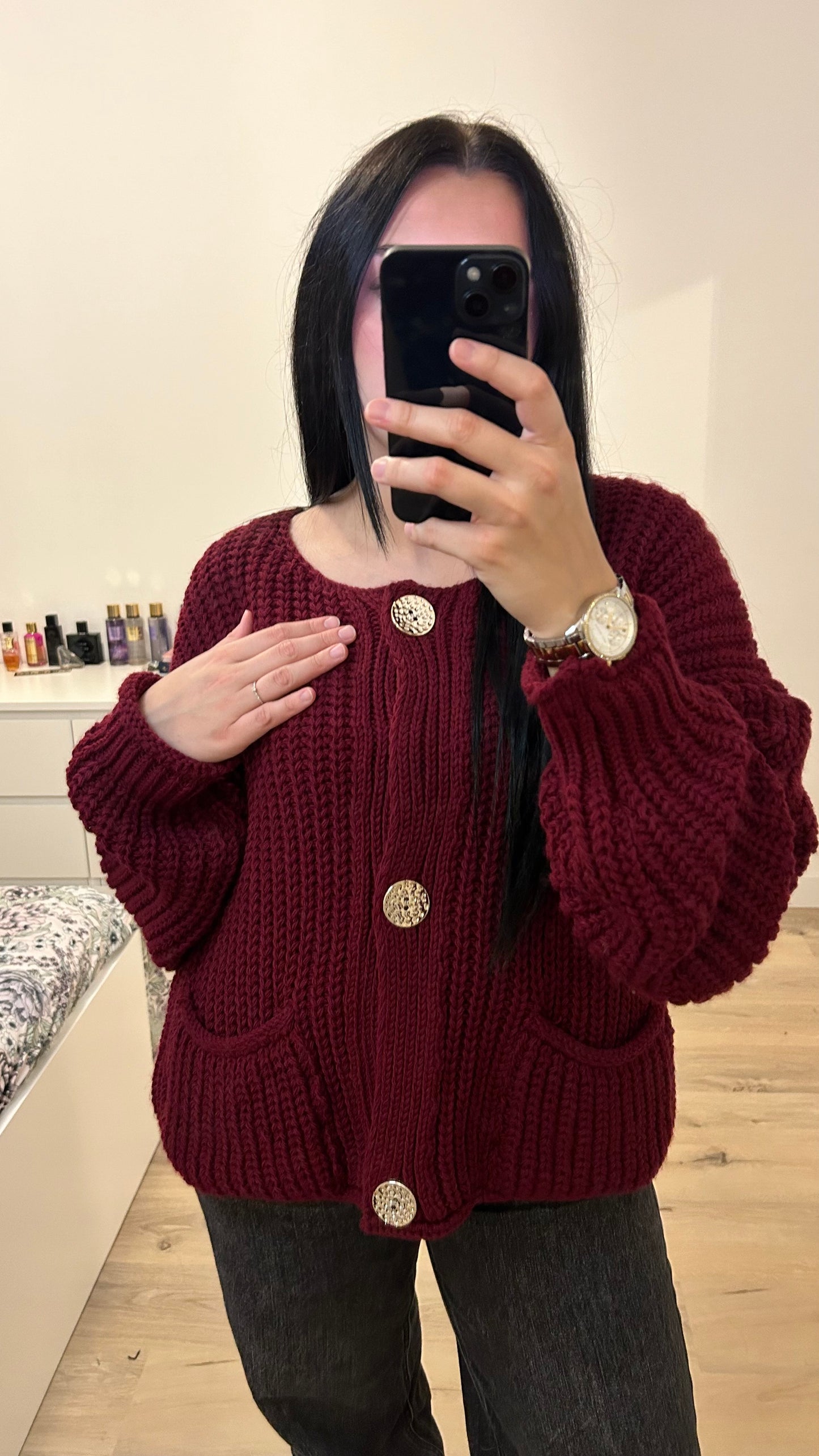 Pull en maille bordeaux