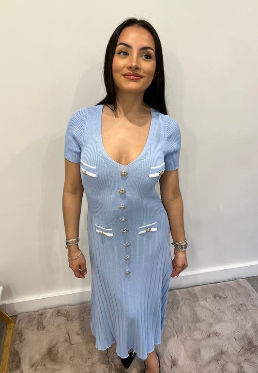 Robe en maille bleu