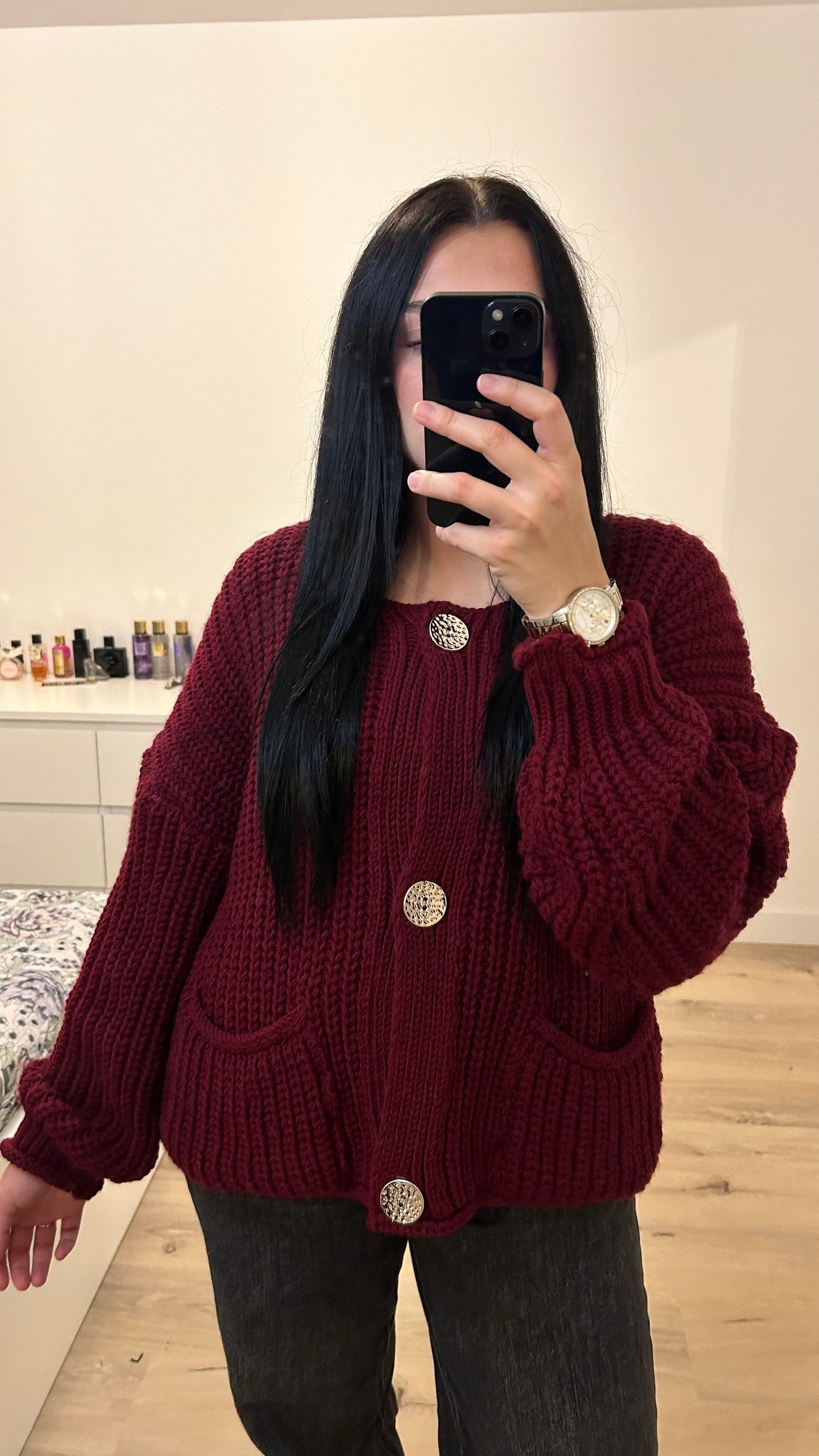 Pull en maille bordeaux