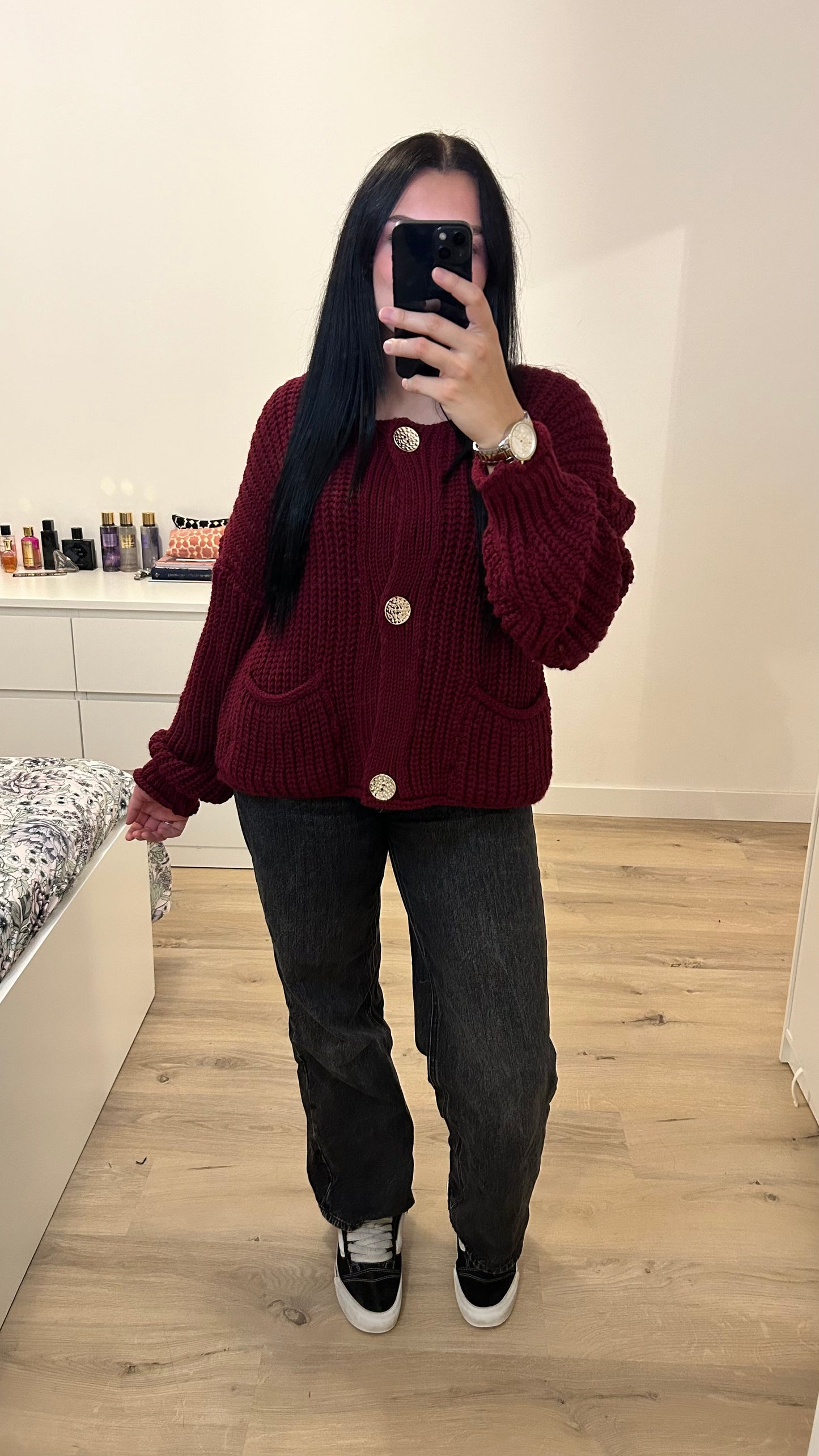 Pull en maille bordeaux